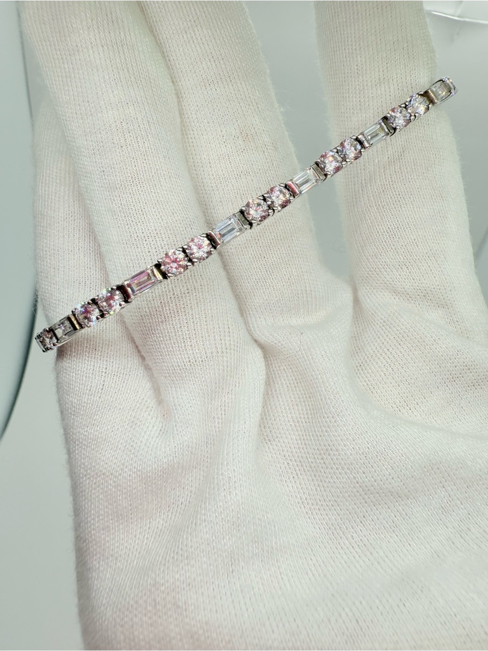 💎 STUNNING Diamond Alternating Tennis Bracelet - Sterling Silver!